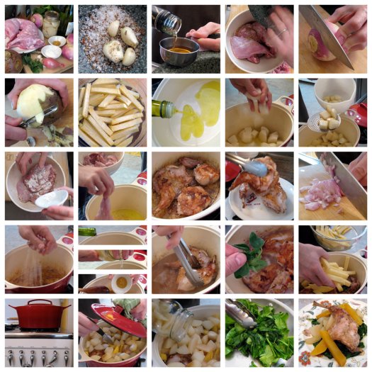 Picture recipe for rabbit with pears