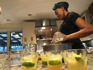 Keyla making caipirinhas