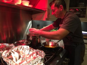 Daniel checking on dinner